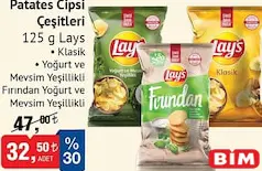 LAYS PATATES CİPSİ ÇEŞİTLERİ 125 G